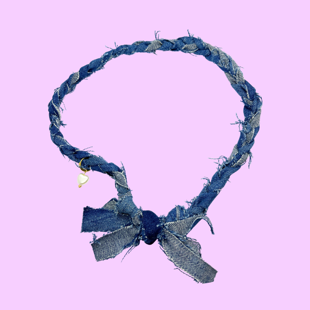 Denim chain met hartje